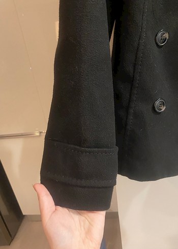 H&M 38 Beden Düğmeli Siyah Kaban - Görsel 4