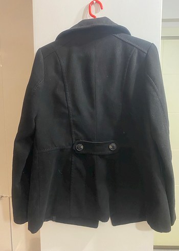H&M 38 Beden Düğmeli Siyah Kaban - Görsel 5