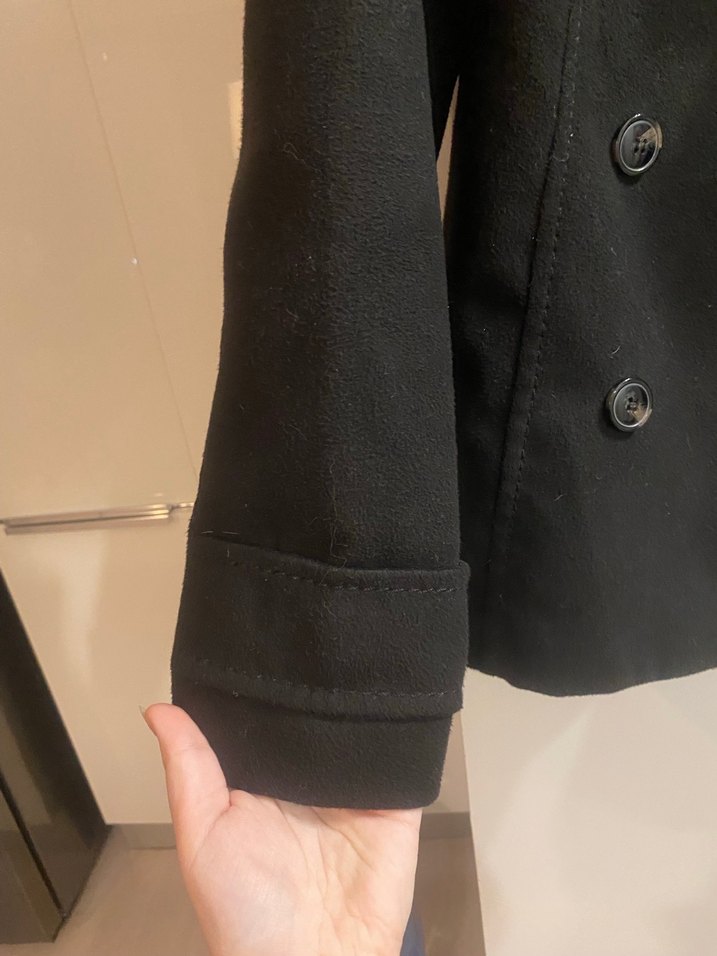 H&M 38 Beden Düğmeli Siyah Kaban - Görsel 4