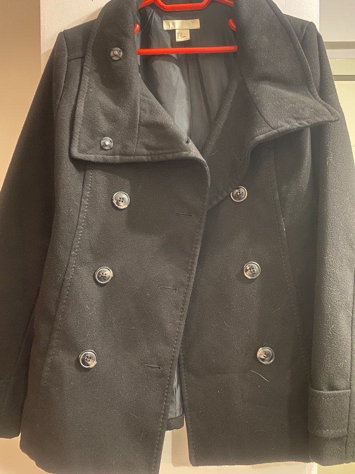 H&M 38 Beden Düğmeli Siyah Kaban - Görsel 3