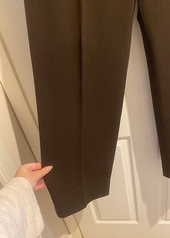 48-50 Beden Kahverengi  Kadın Kumaş Pantolon - Görsel 3