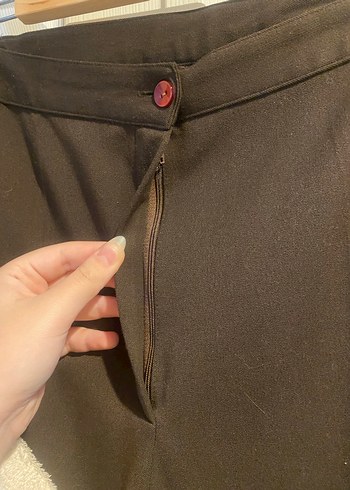 48-50 Beden Kahverengi  Kadın Kumaş Pantolon - Görsel 6