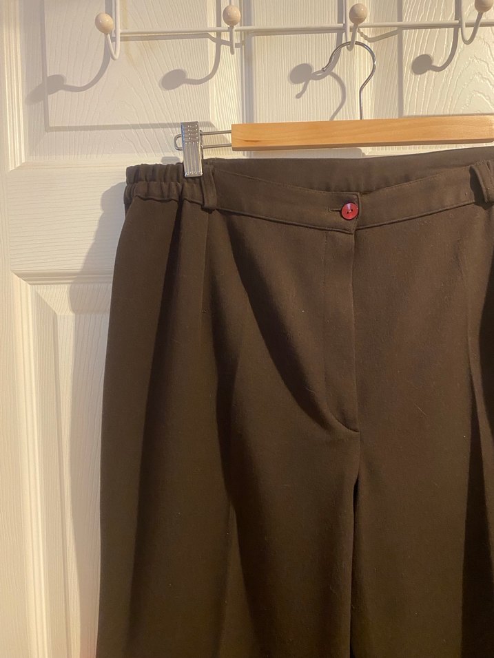 48-50 Beden Kahverengi  Kadın Kumaş Pantolon - Görsel 5