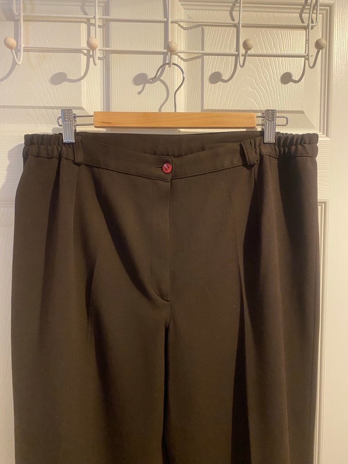 48-50 Beden Kahverengi  Kadın Kumaş Pantolon - Görsel 2