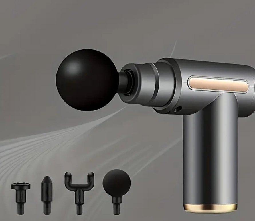 Gri Masaj Tabancası ve Başlık Seti - Görsel 2