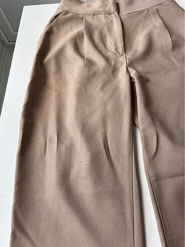 Diğer Camel Rengi Bol Paça Yüksek Bel kumaş pantolon