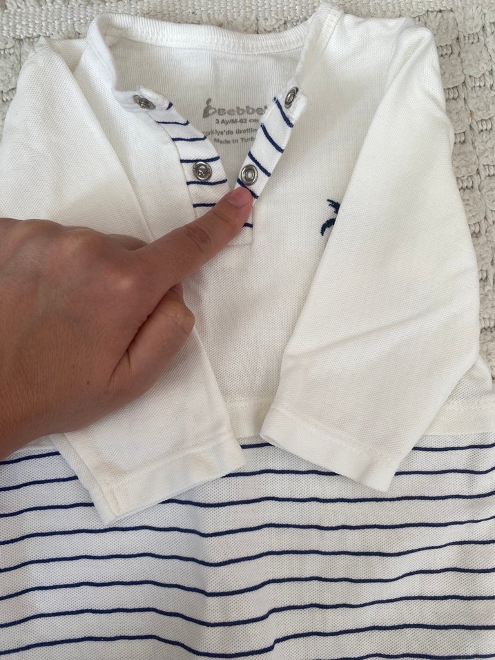 Gri Nakışlı Pamuklu Bebek Tulumu - Görsel 3