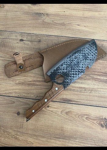 American Vintage Kahverengi Ahşap Saplı Dövme Bıçak