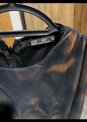 Kahverengi Drapeli Uzun Straplez Elbise - Görsel 6