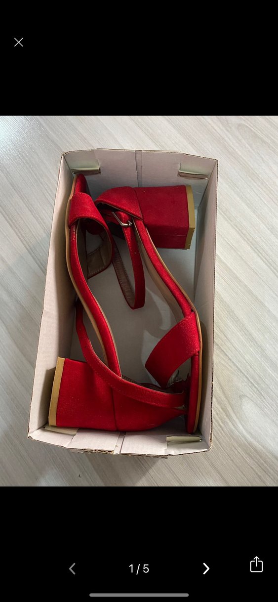 Kırmızı Süet Stiletto Tokalı Kadın Ayakkabı - Görsel 5