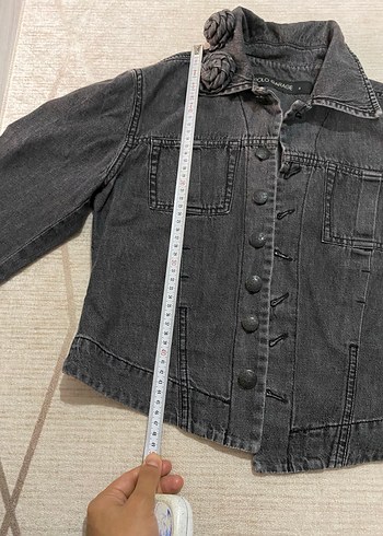 Düğmeli Koyu Gri Kadın Denim Ceket - Görsel 4