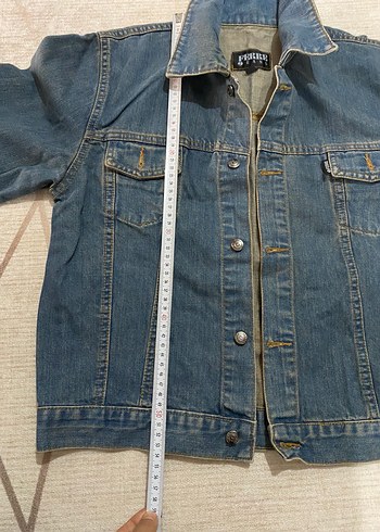 Düğmeli Mavi Kadın Denim Ceket - Görsel 4