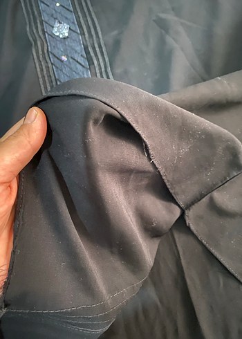 Düğmeli Siyah Uzun Kadın Elbise - Görsel 6