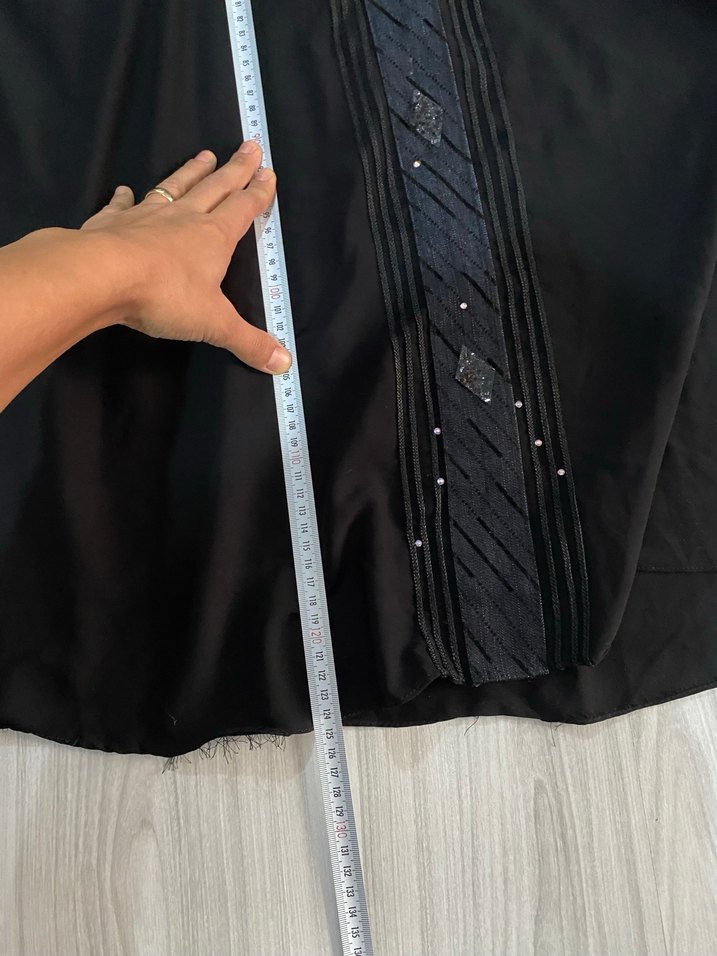 Düğmeli Siyah Uzun Kadın Elbise - Görsel 5