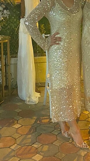 Zara pullu payetli elbise