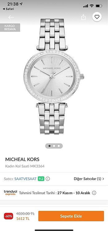 Micheal kors gümüş saat