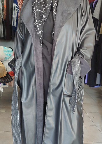 deri datayli büyük beden kaban - Görsel 2