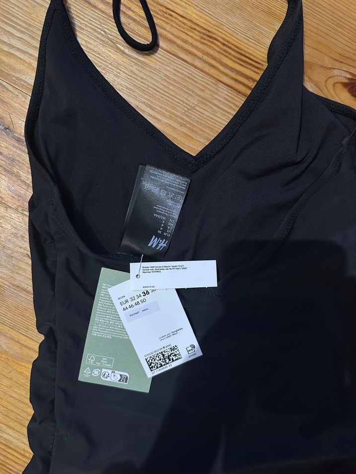 Siyah İnce Askılı Kadın Mayo - Görsel 4