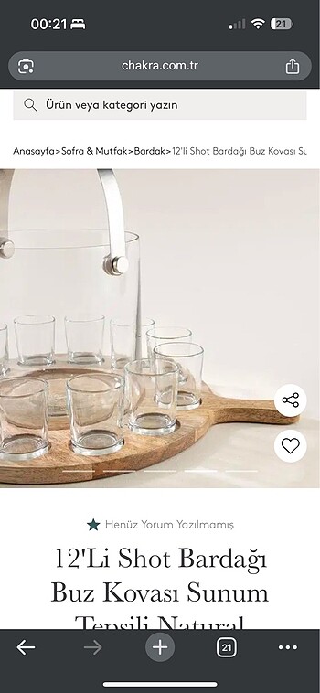 Chakra Chakra 12li buz kovalı shot bardağı seti