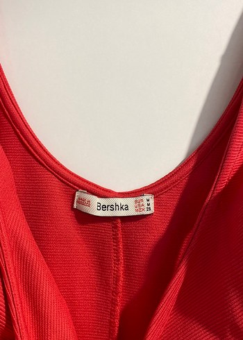 Kırmızı V-Yaka Drapeli Kolsuz Midi Elbise - Görsel 3