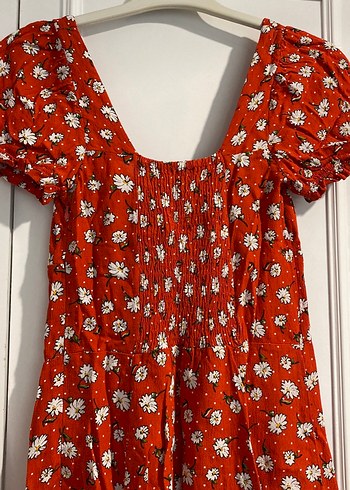 Kısa Kollu Kırmızı Bohem Midi Elbise - Görsel 6