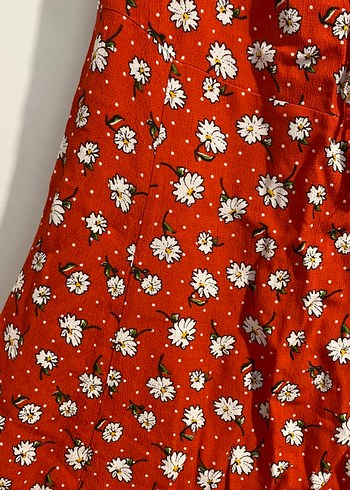 Kısa Kollu Kırmızı Bohem Midi Elbise - Görsel 5