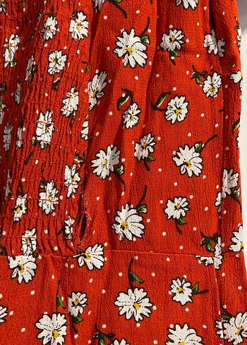 Kısa Kollu Kırmızı Bohem Midi Elbise - Görsel 7