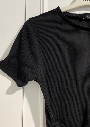 Siyah Kısa Kollu Midi Keten Elbise - Görsel 5