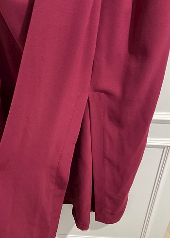 Bordo Drapeli Uzun Klasik Elbise - Görsel 5