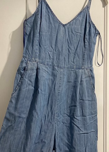 Mavi Denim Askılı Midi Tulum - Görsel 3