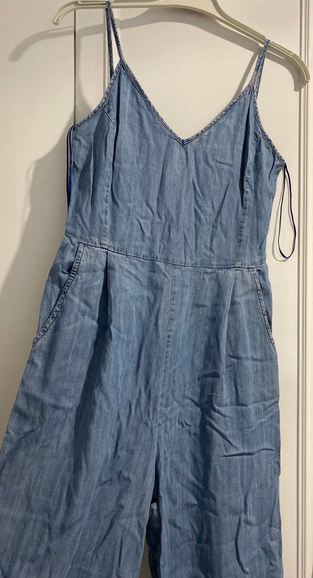 Mavi Denim Askılı Midi Tulum - Görsel 3