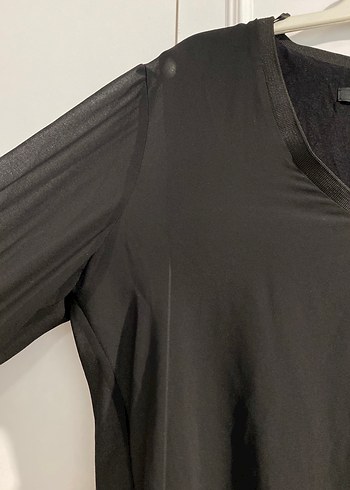 Siyah V Yaka Uzun Kollu Kadın Bluz - Görsel 2