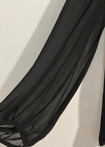 Siyah V Yaka Uzun Kollu Kadın Bluz - Görsel 4