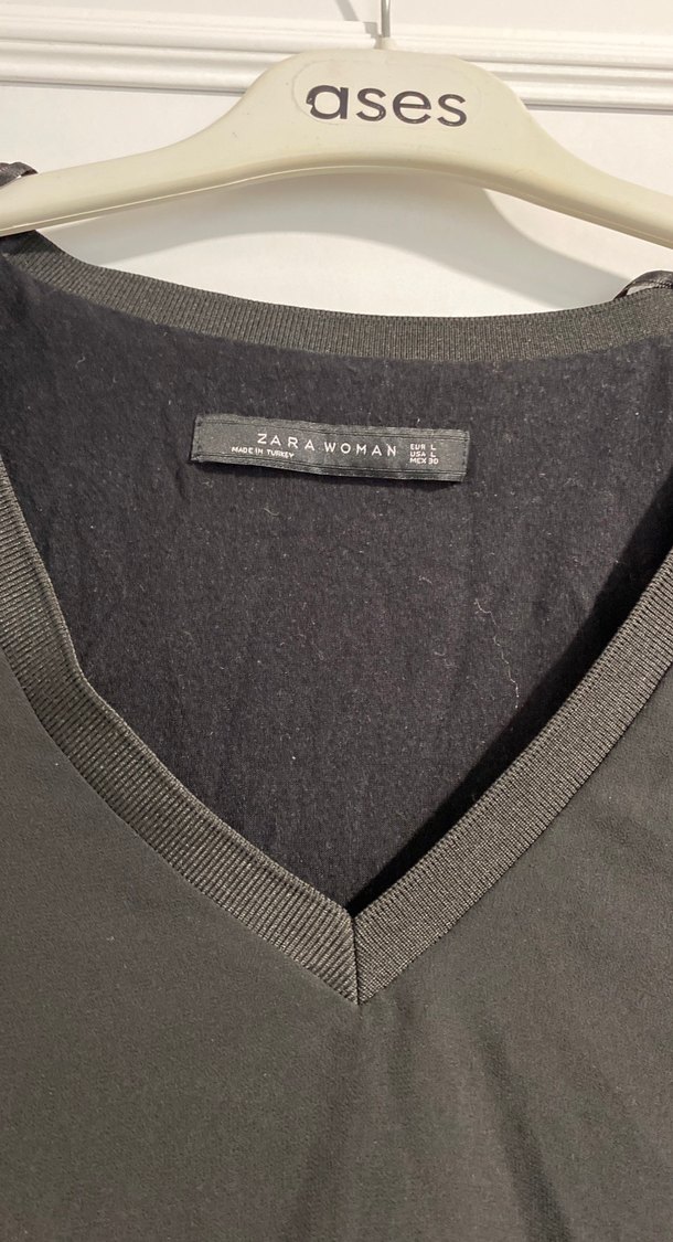 Siyah V Yaka Uzun Kollu Kadın Bluz - Görsel 3