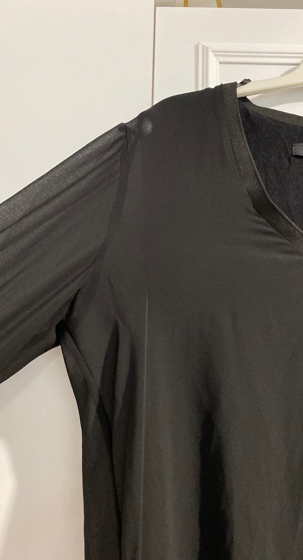 Siyah V Yaka Uzun Kollu Kadın Bluz - Görsel 2