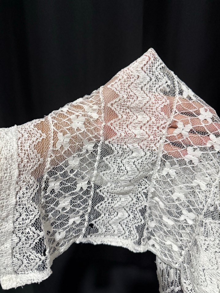 Uzun Beyaz Nakışlı Bohem Kadın Plaj Elbisesi - Görsel 3