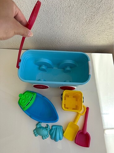 Çocuk kum oyuncağı her parçası sağlam???????? vagonlu kova seti - Görsel 5