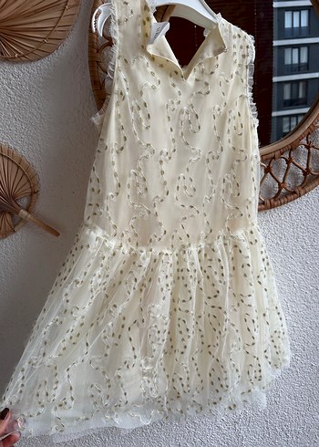 Zara Beyaz İşlemeli Dantelli Kız Elbisesi - Görsel 4