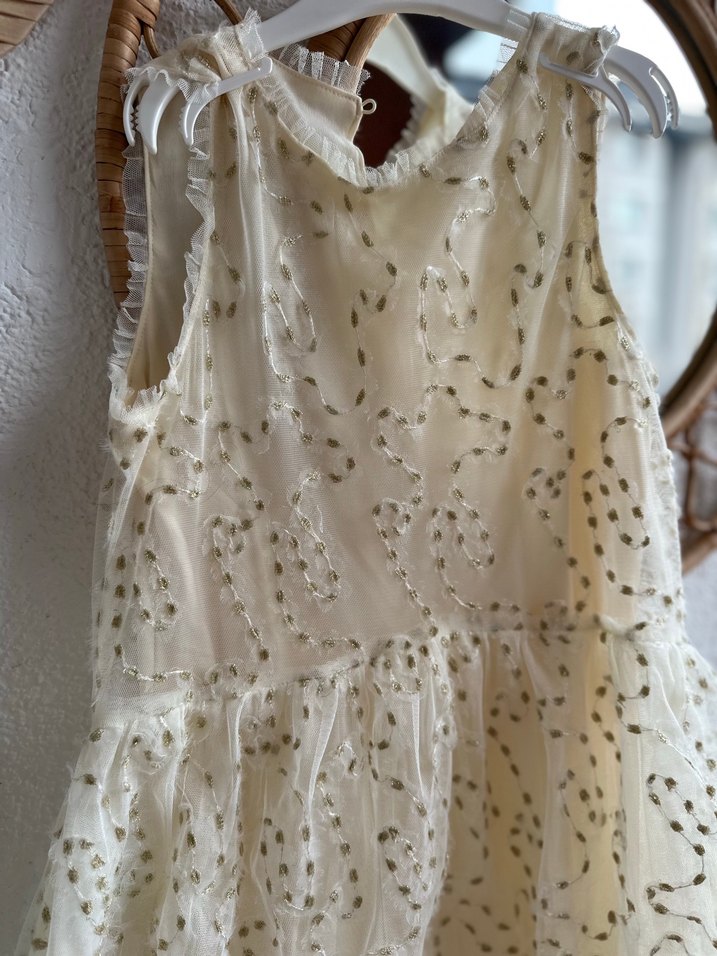 Zara Beyaz İşlemeli Dantelli Kız Elbisesi - Görsel 2