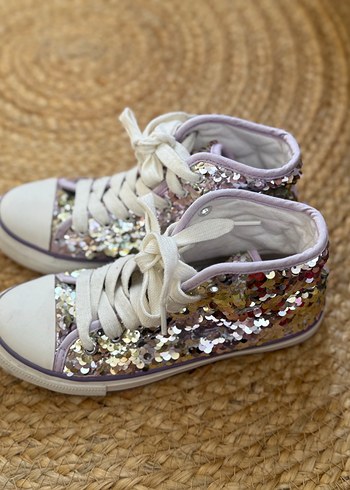 Kız Çocuk Parlak Mor lila pullu Spor Ayakkabı - Görsel 2