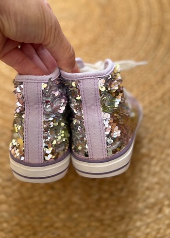 Kız Çocuk Parlak Mor lila pullu Spor Ayakkabı - Görsel 5