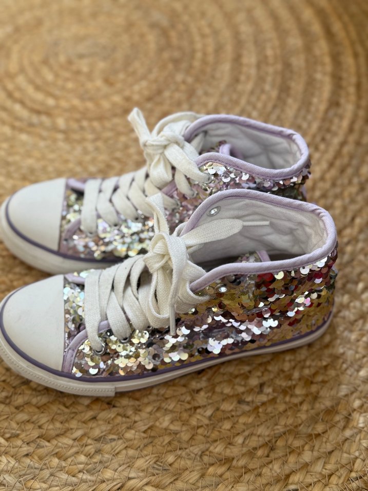 Kız Çocuk Parlak Mor lila pullu Spor Ayakkabı - Görsel 2