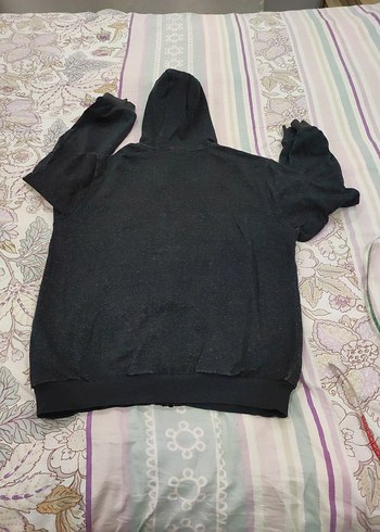 Fermuarlı Siyah Kapüşonlu Sweatshirt - Görsel 2