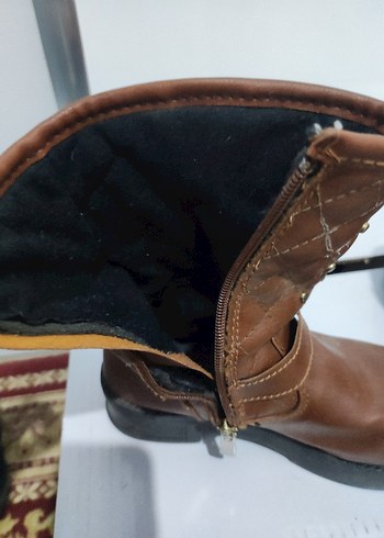 Kahverengi Deri Tokalı kız çocuk Biker Bot - Görsel 5