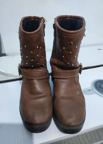 Kahverengi Deri Tokalı kız çocuk Biker Bot - Görsel 2