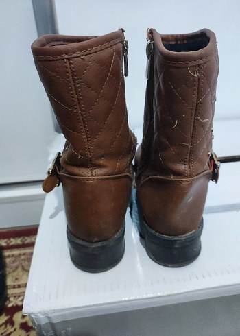 Kahverengi Deri Tokalı kız çocuk Biker Bot - Görsel 4