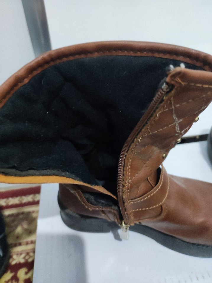 Kahverengi Deri Tokalı kız çocuk Biker Bot - Görsel 5