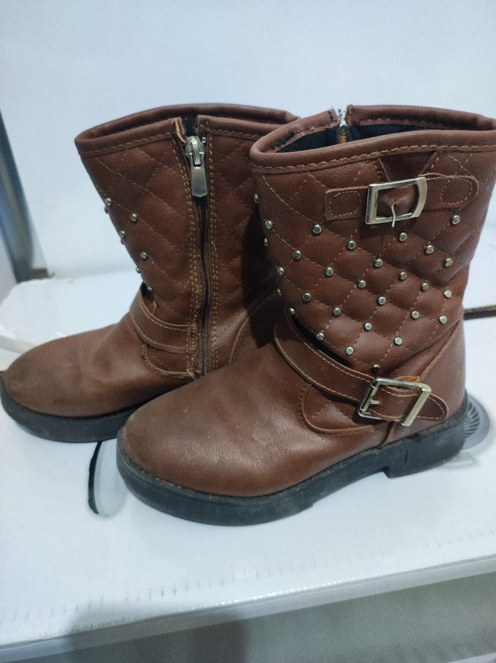 Kahverengi Deri Tokalı kız çocuk Biker Bot - Görsel 3