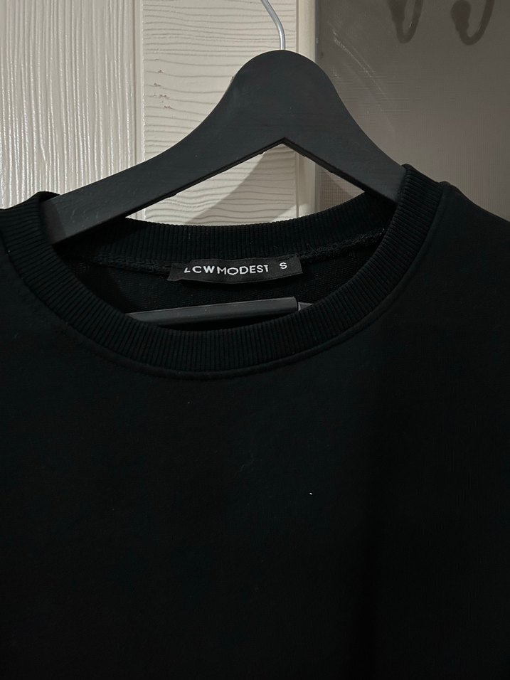 Siyah Uzun Kollu Salaş Sweatshirt - Görsel 2