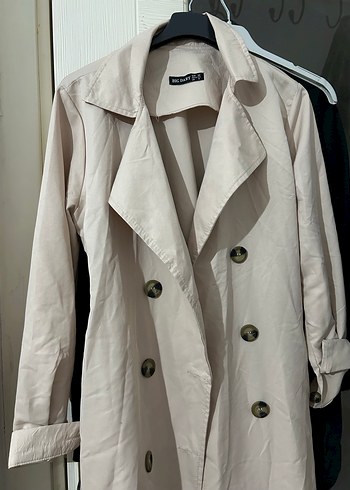 Bej Düğmeli Uzun Kadın Trençkot - Görsel 2